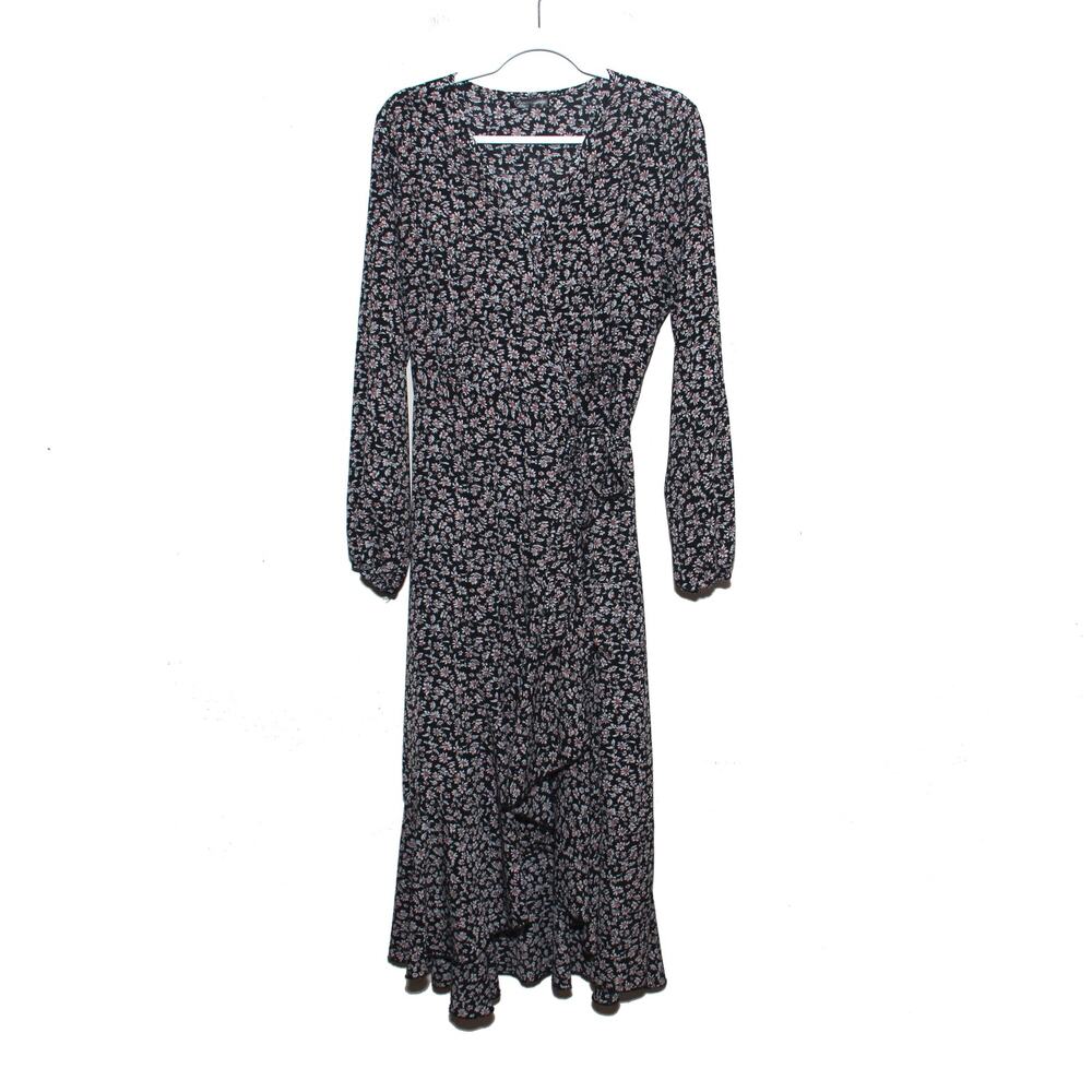 PrettyGarden Floral Wrap Dress Size Large Long Sleeve RUNS SMALL